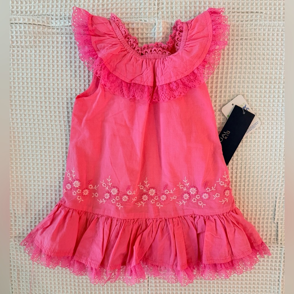 Habitual Bright Pink Lace Dress with Embroidered Flowers